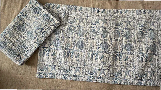 2 King Size Laura Ashley Nautical Coastal Beach Pillow Shams Quilted Shells Reef