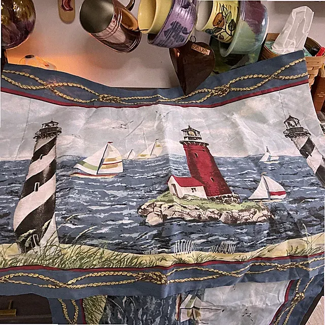 (2) PDK Vintage Nautical Pillow Shams Sailboats Lighthouse Retro Coastal A25