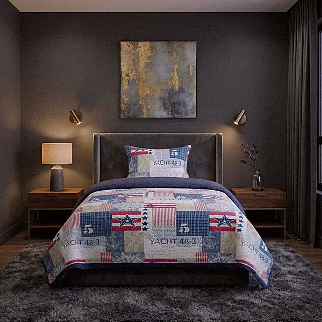 2-Piece Quilt Set - Nautical Americana Patchwork Print All-Season Soft Microfibe