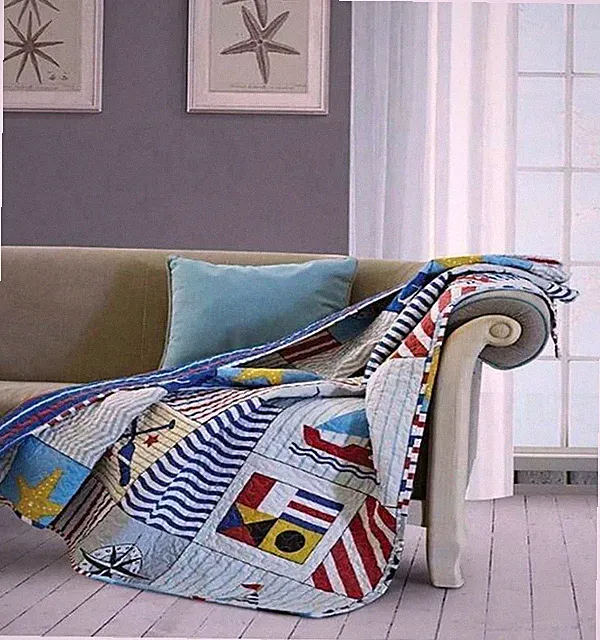 Anchors Away Reversible Soft Quilted Throw Nautical Blanket 50x60 in Virah Bella