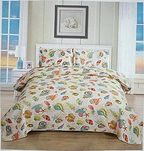 Beach Quilts Set Size Ocean Bedspread Lightweight Coastal Quilt King Yellow