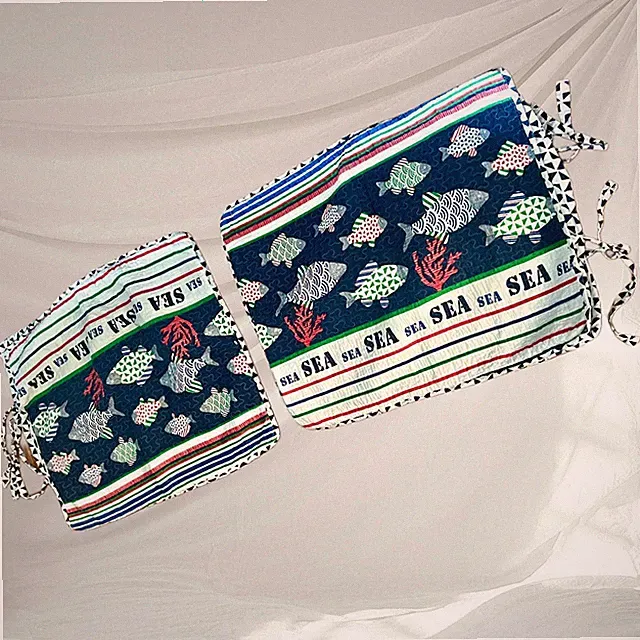 Boat House Pair Nautical Themed Quilted 21"×27' Pillow Shams Sea Fish Coral New