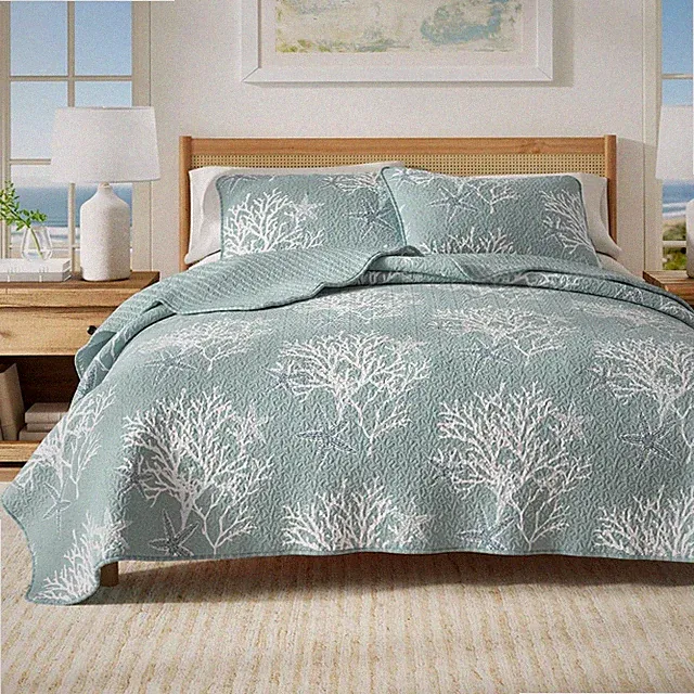 Great Bay Home Coastal Quilt Set - 3-Piece King/California King Size Nautical Be