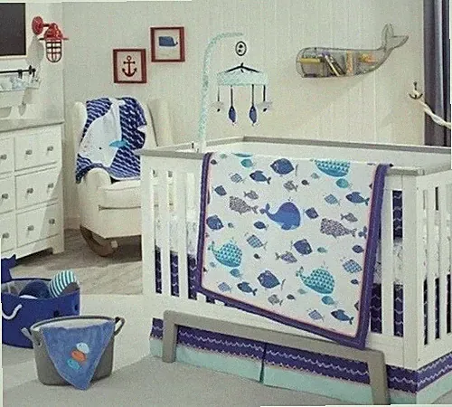 Koala Baby All Ashore 5Pc Crib Bedding Set Include Mobile/Changing Pad Cover New