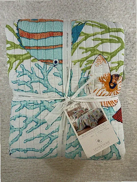 Levtex Home Beachwalk Quilt Set Twin Coastal Ocean Nautical NEW w Tags