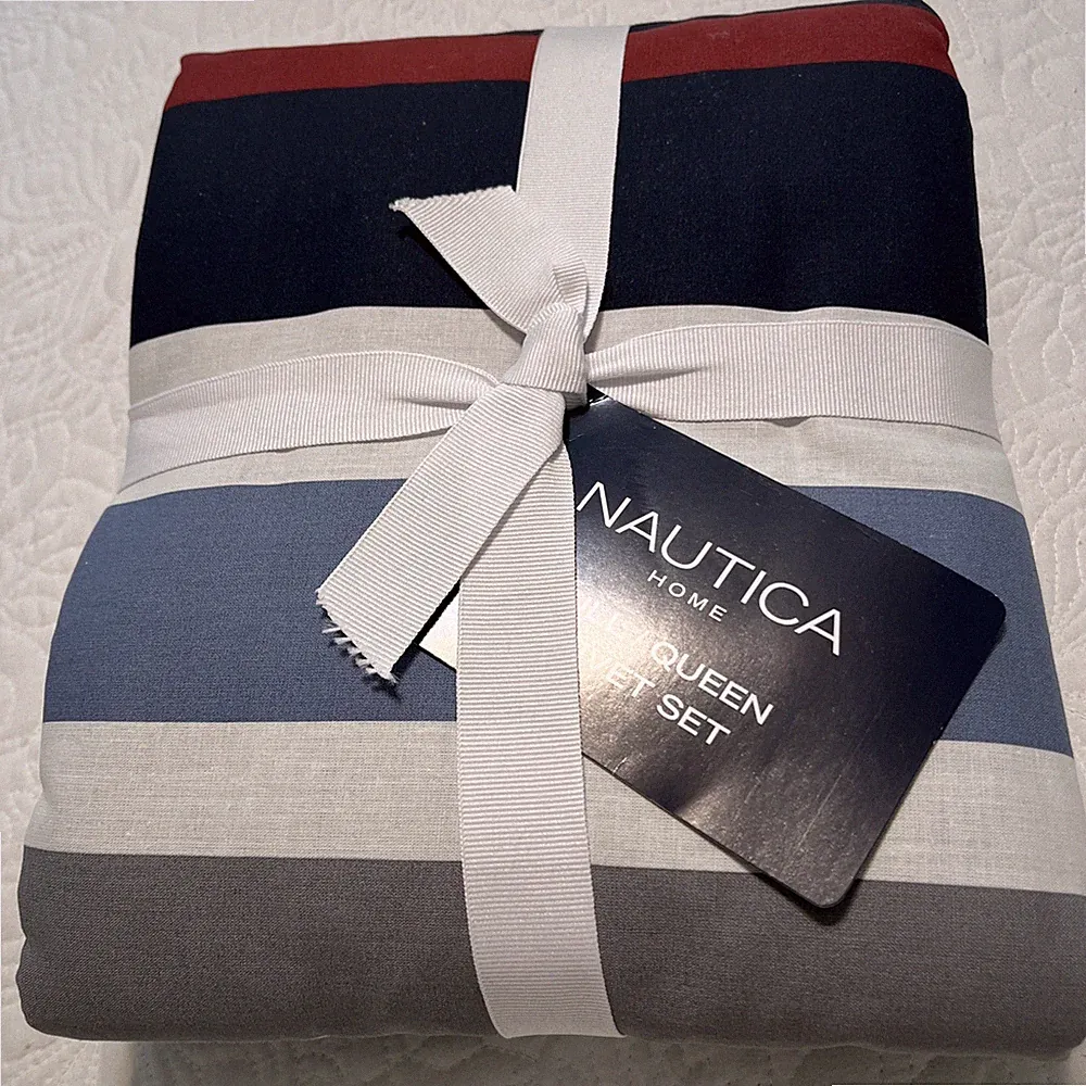 Nautica Bradford Full/Queen Duvet Set 100% Cotton Bedding