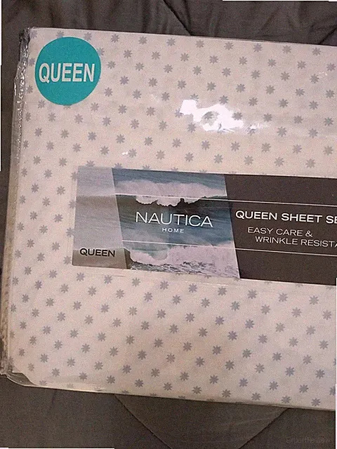Nautica Home Queen 4 Piece Sheet Set SEA STARS BLUE WHITE Easy Care Nautical P13