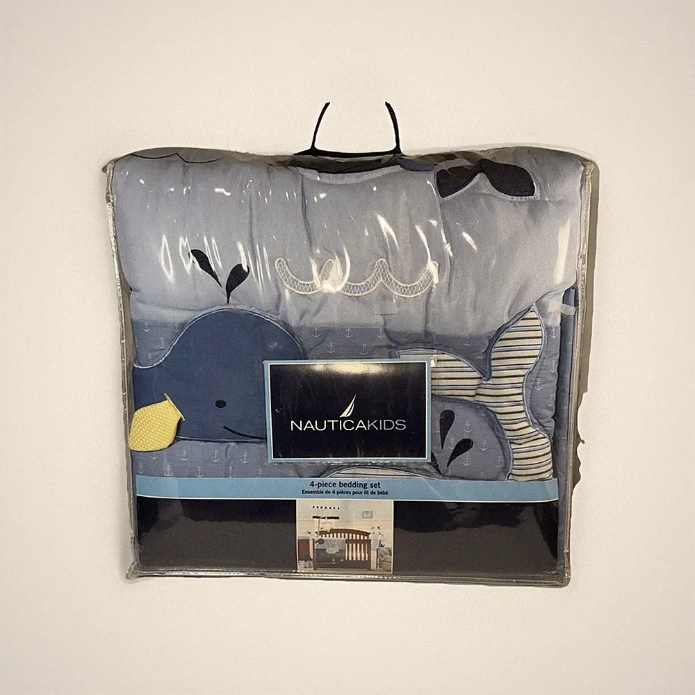 Nautica Kids Brody Crib Bedding Quilted Blanket Nautical Whale Ocean Nursery