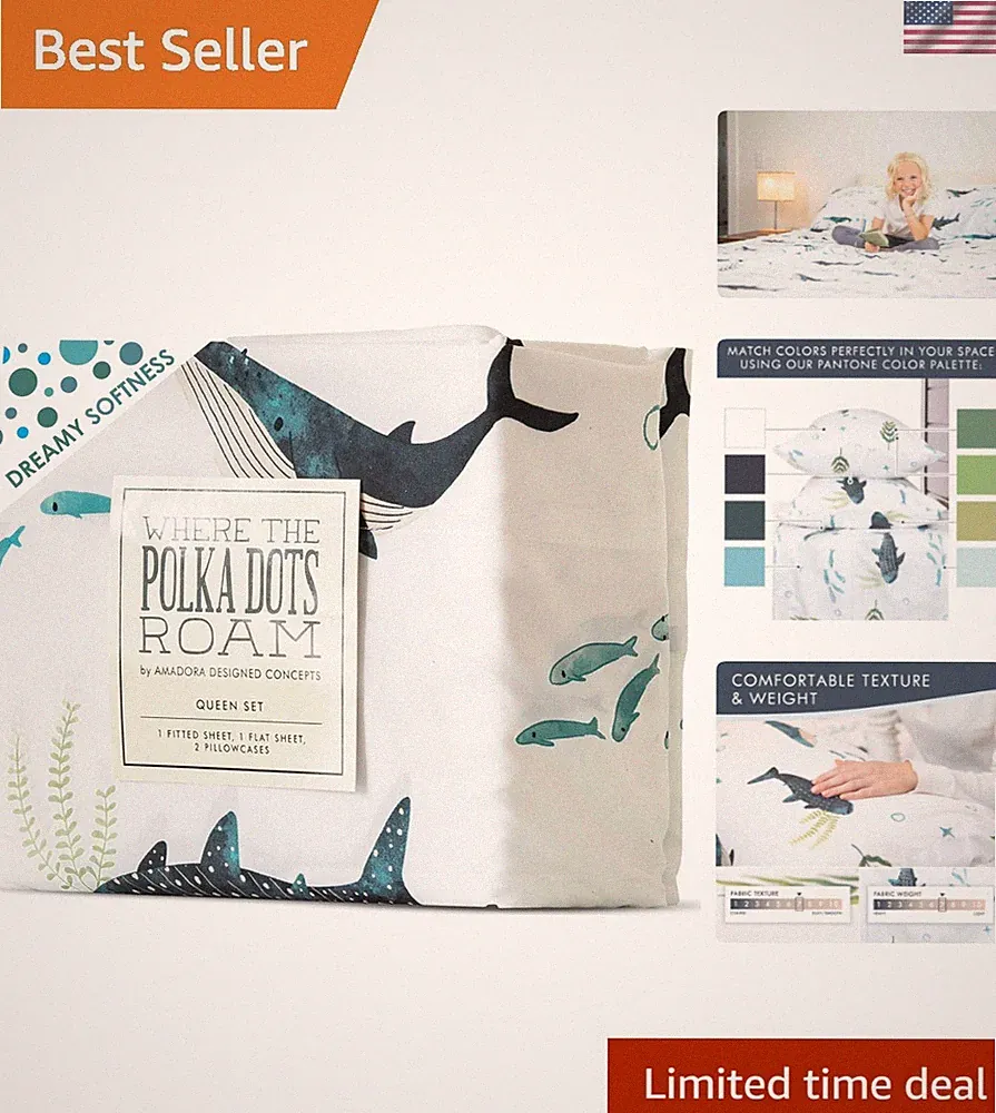 Nautical Ocean Twin Bedding Set - 3 Piece Super Soft Kids Bed Set with Fitted...