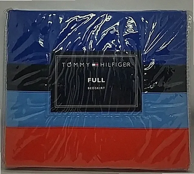 NOS VTG 2001 Tommy Hilfiger FULL Trevor Nautical Bed Skirt 100% Cotton (B3-K18)