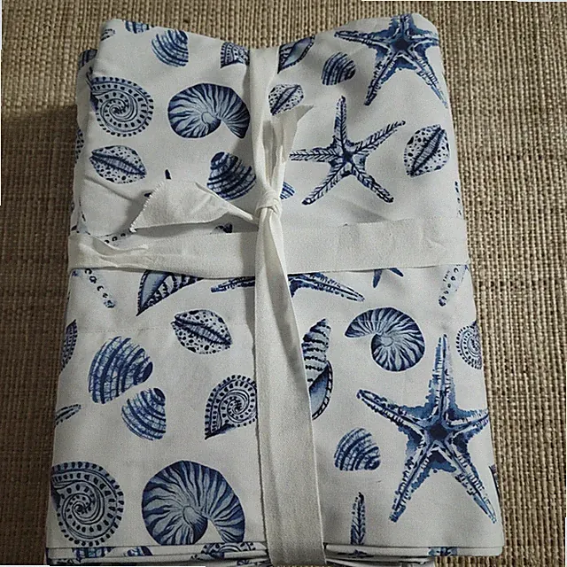 Pottery Barn Blue Sea Shells Organic Twin XL Sheet Set