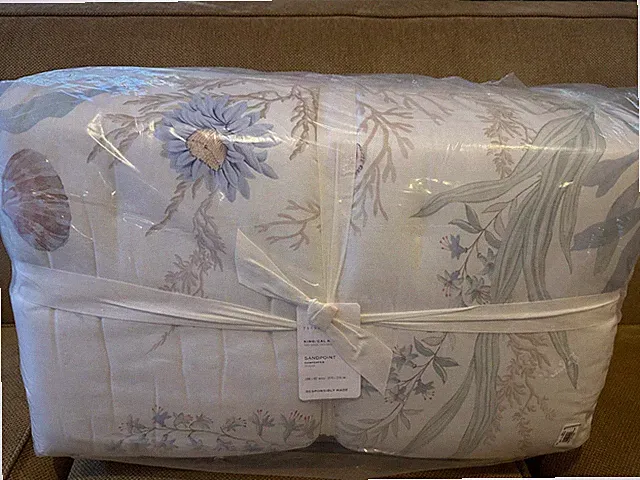 Pottery Barn SANDPOINT King / Cal King Comforter Coral Coastal Sea Life Fish NEW