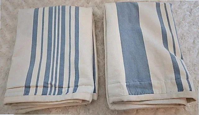 Ralph Lauren Catalina Island Ivory Blue Striped Cotton Pillow Shams Set of 2