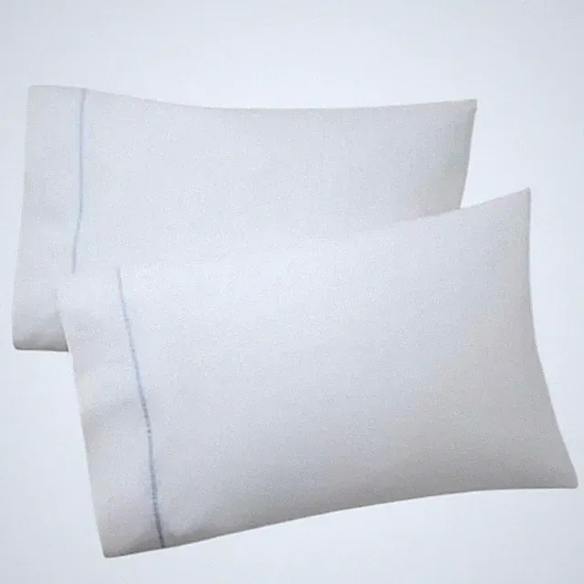 Ralph Lauren Palmer Percale King Pillowcase Set 2 White Sky Blue Organic Cotton