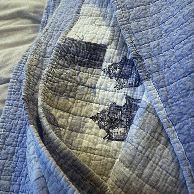 Vintage King Reversible Nautical Coverlet 💯Cotton Quilted Shell Ocean 108×90