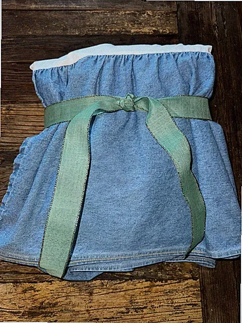 Vintage Ralph Lauren USA Blue Jean Denim QUEEN BEDSKIRT Dust Ruffle 14” DROP